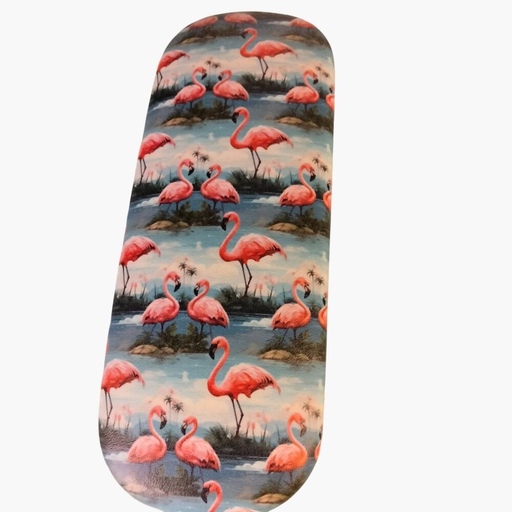 Pink Flamingo Hard Shell Eyeglass Case lined Tropical Coastal tiki Beachy